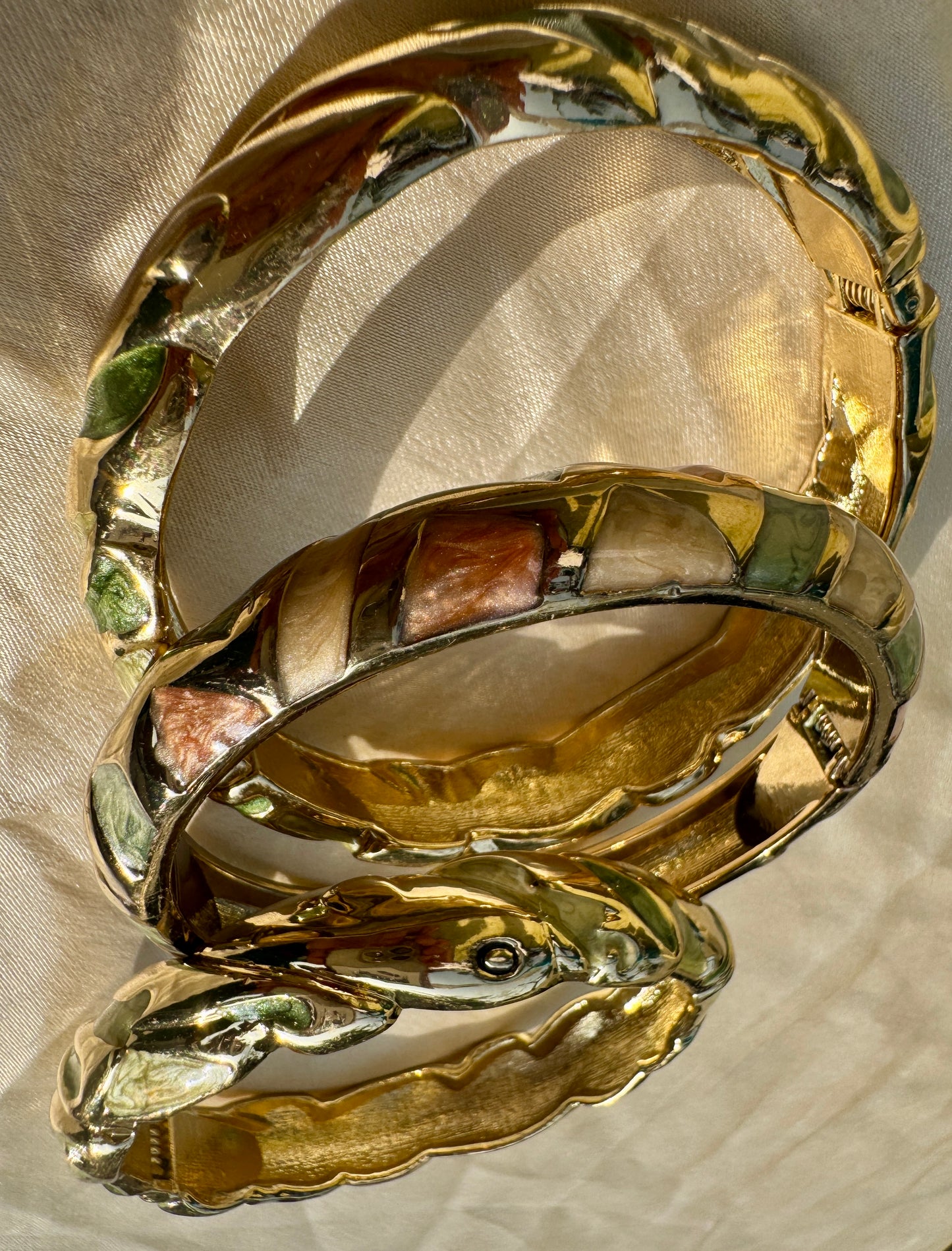 TERRA AURORA TRIO – The Earth-Toned Enamel Gold Bangle Set (3 Pc)