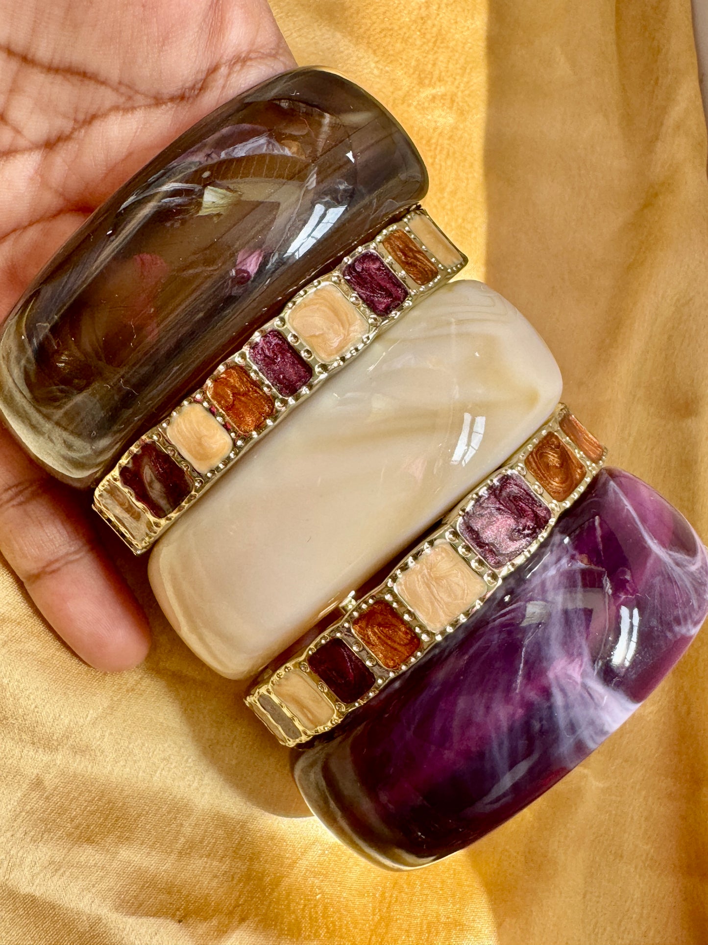 AURORA BLOCK STACK – The Resin & Enamel Luxe Bangle Set (5 Pc)