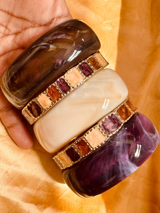 AURORA BLOCK STACK – The Resin & Enamel Luxe Bangle Set (5 Pc)