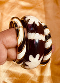 MONO BLOOM TRIO – Black & Cream Enamel With Floral Resin Stack