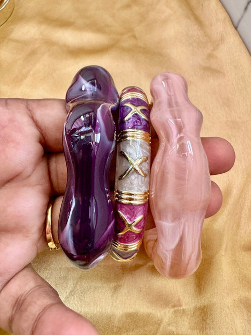 AURORA BLOOM TRIO – Sculpted Resin & Enamel Luxe Stack