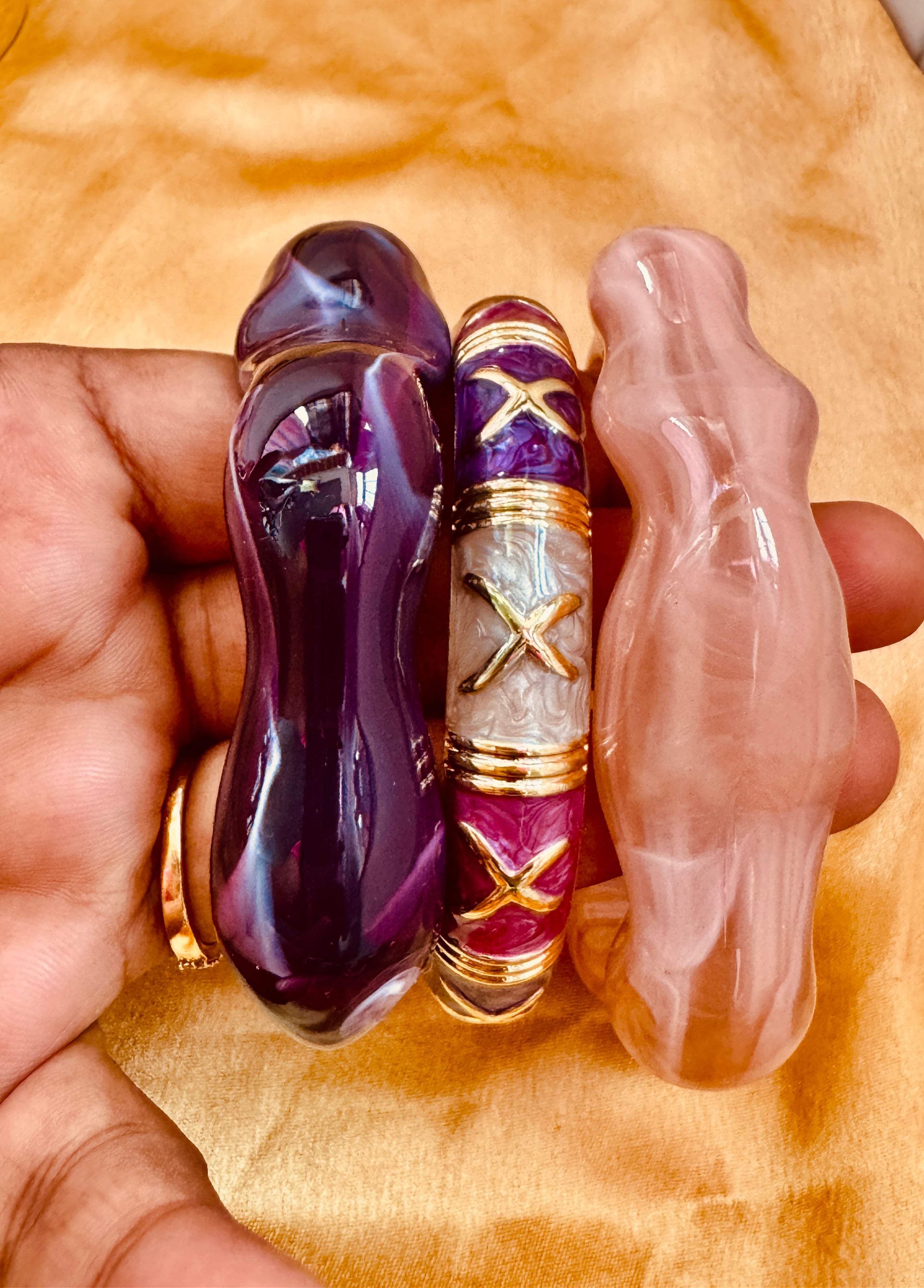 AURORA BLOOM TRIO  Sculpted Resin & Enamel Luxe Stack  Glitria