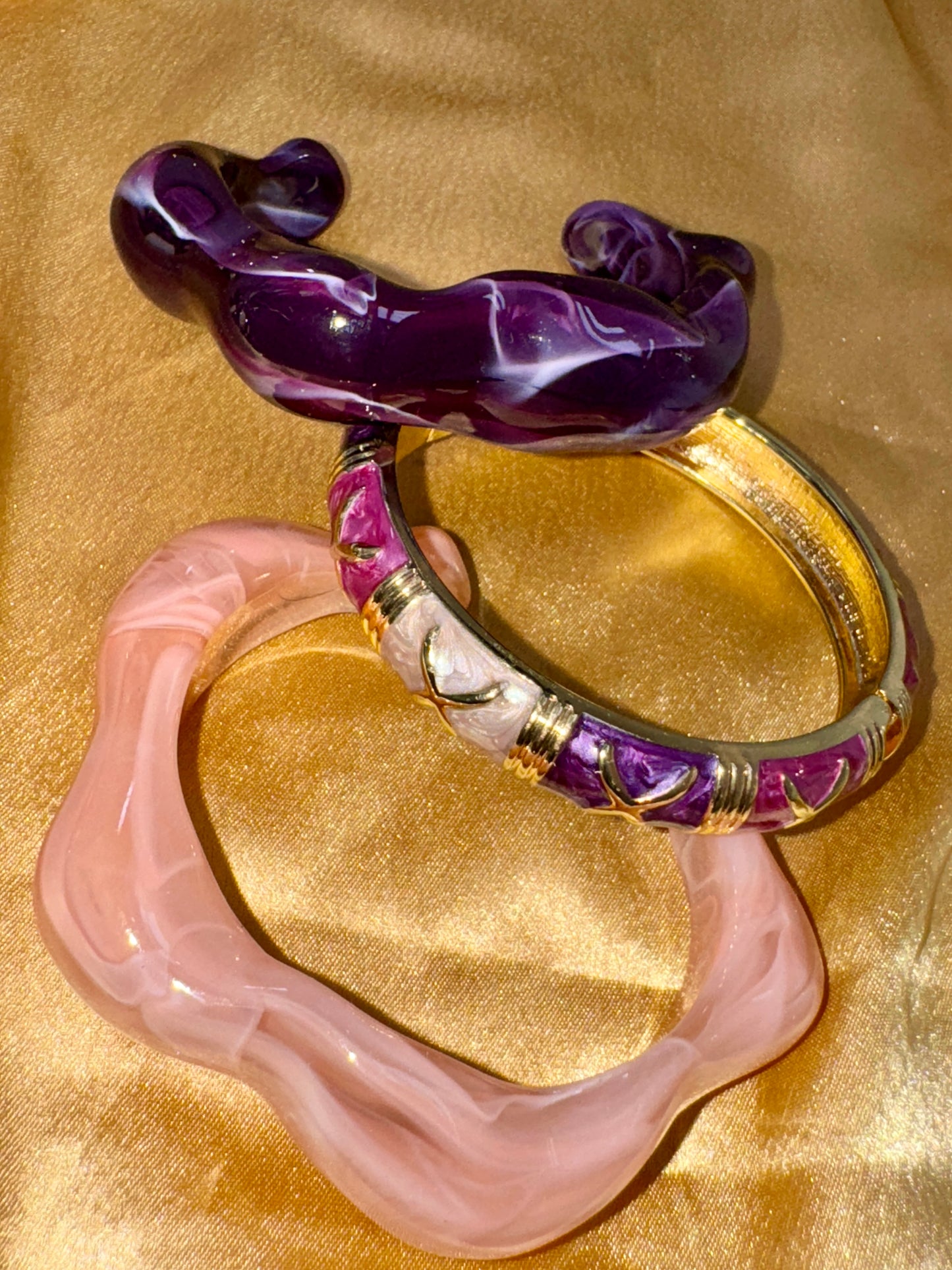 AURORA BLOOM TRIO – Sculpted Resin & Enamel Luxe Stack