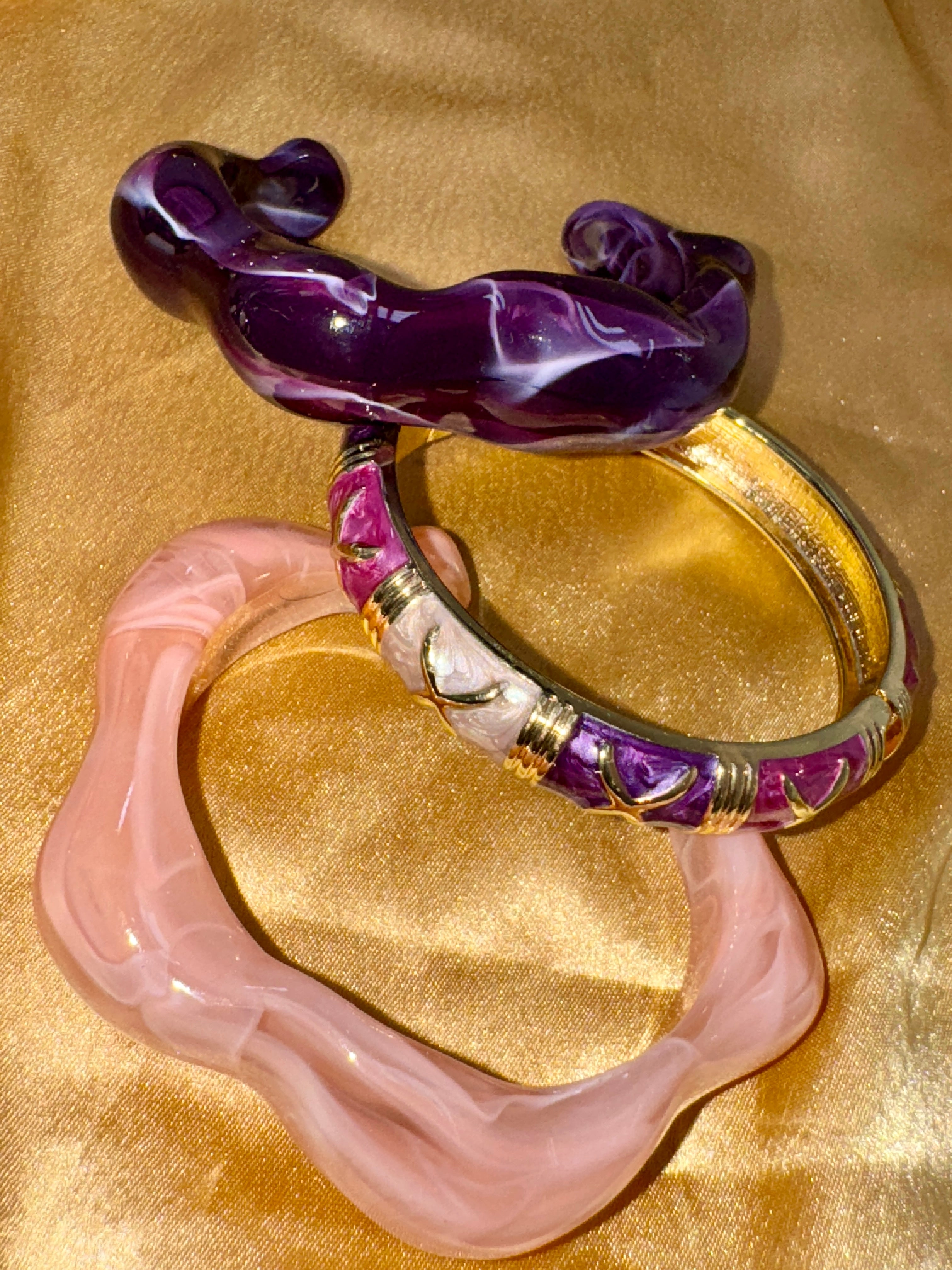 AURORA BLOOM TRIO – Sculpted Resin & Enamel Luxe Stack