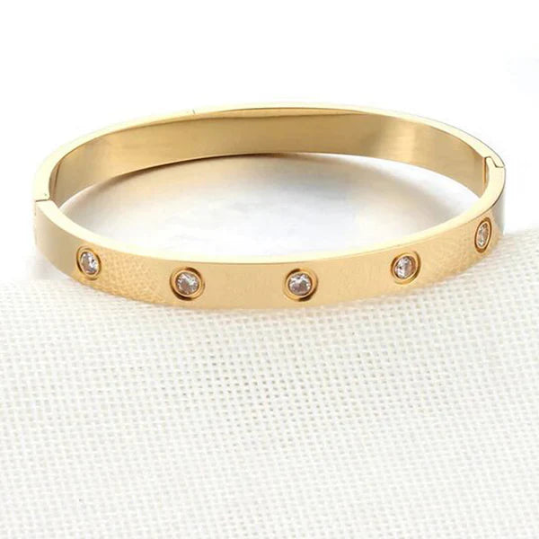 Stainless Steel Contemporary Gold Plated Love AD Anti-Tarnish Bracelet