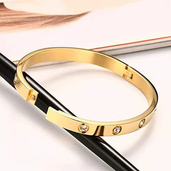Stainless Steel Contemporary Gold Plated Love AD Anti-Tarnish Bracelet