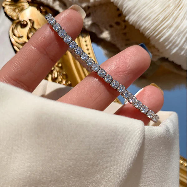 Round Cut Cubic Zirconia White Matrix Anti Tarnish Tennis Bracelet