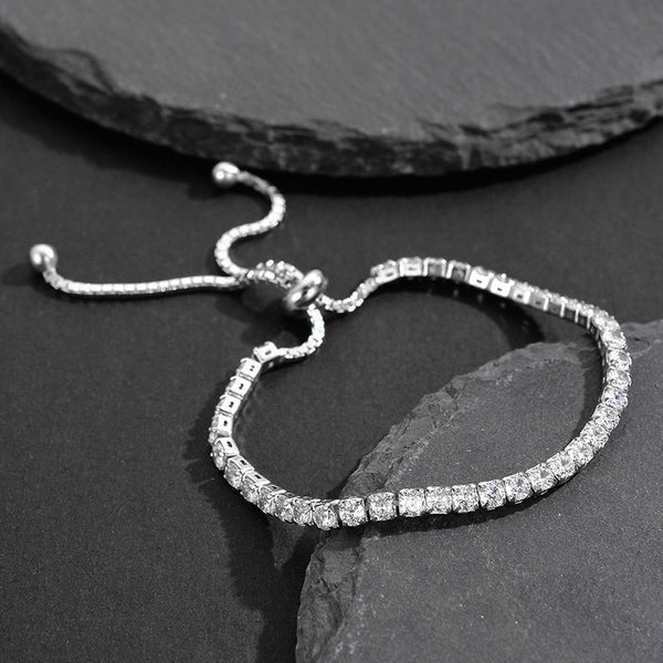 Round Cut Cubic Zirconia White Matrix Anti Tarnish Tennis Bracelet