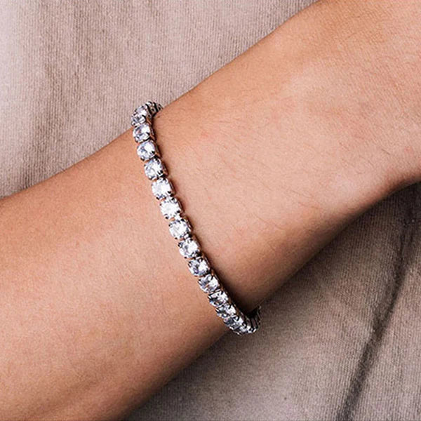 Round Cut Cubic Zirconia White Matrix Anti Tarnish Tennis Bracelet