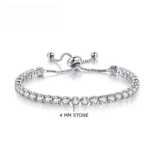 Round Cut Cubic Zirconia White Matrix Anti Tarnish Tennis Bracelet