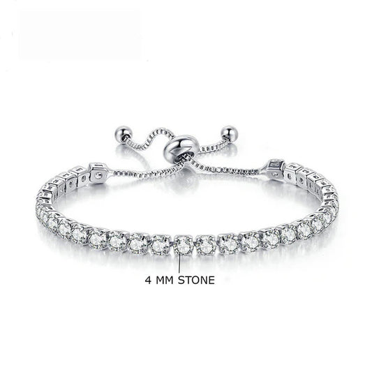 Round Cut Cubic Zirconia White Matrix Anti Tarnish Tennis Bracelet