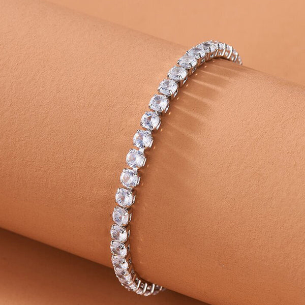 Round Cut Cubic Zirconia White Matrix Anti Tarnish Tennis Bracelet