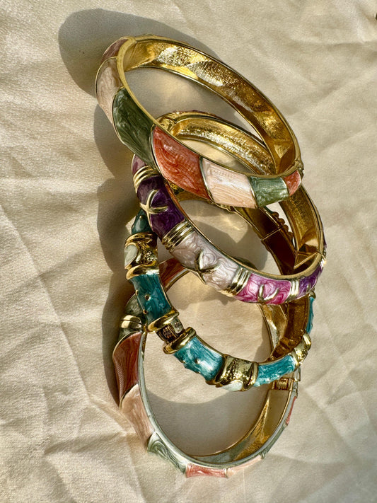 CHROMA QUADRA STACK – Multicolour Gold-Plated Enamel Bangles