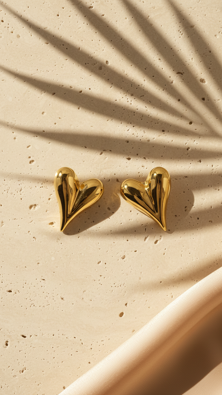 Lyara – Bold Heart Gold Studs