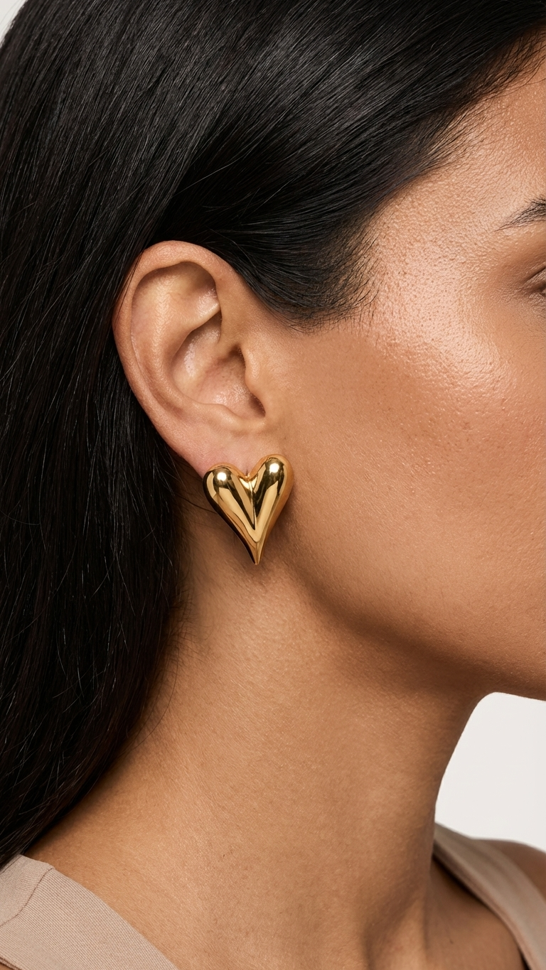 Lyara – Bold Heart Gold Studs
