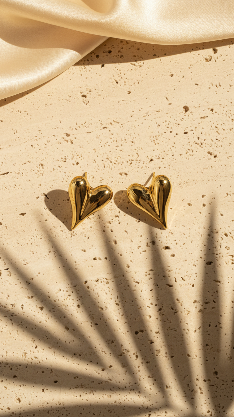 Lyara – Bold Heart Gold Studs