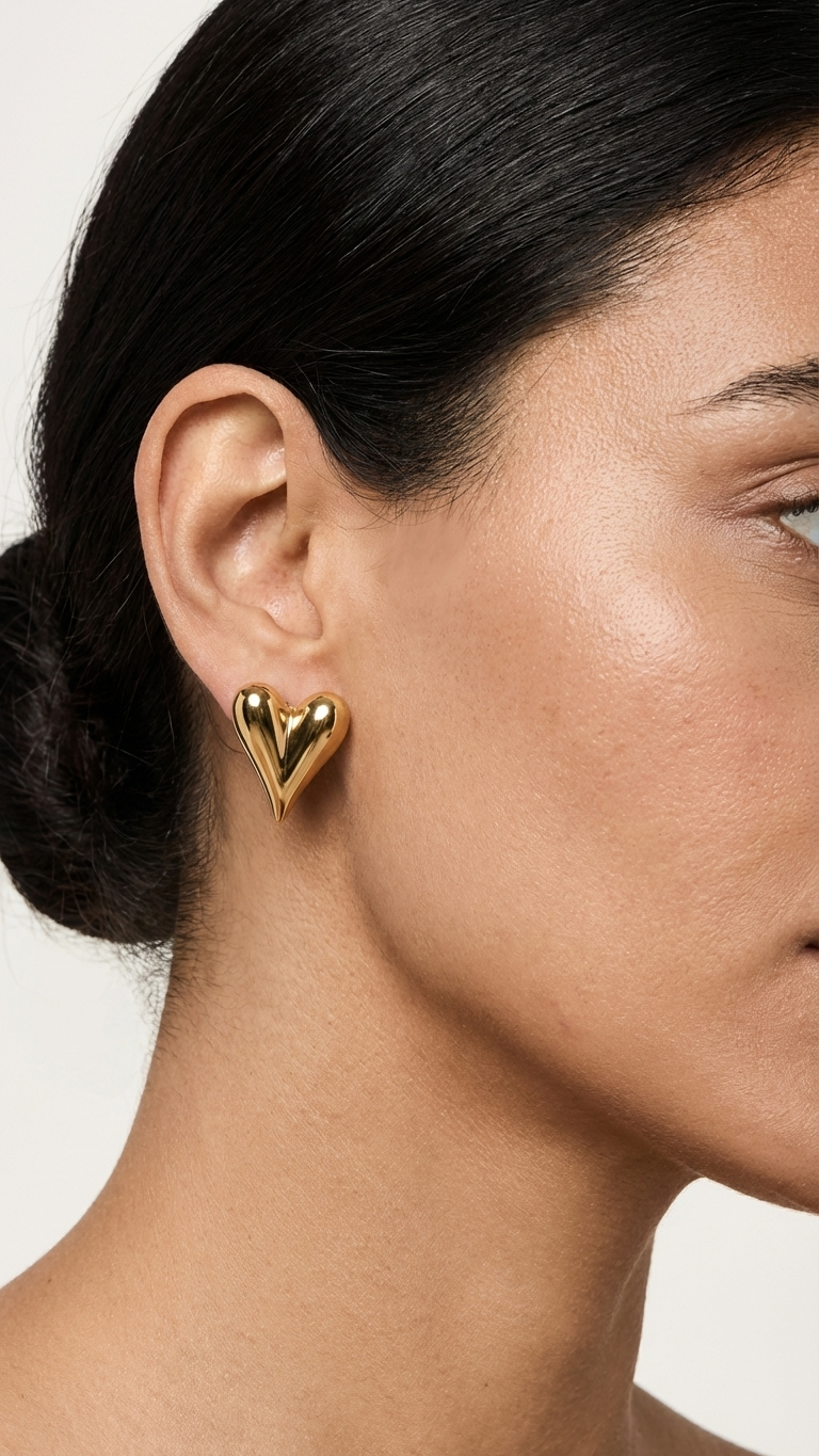 Lyara – Bold Heart Gold Studs
