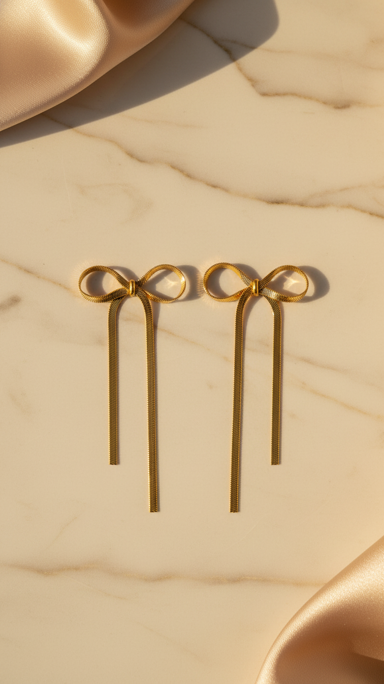 Liora – Golden Ribbon Cascade Earrings