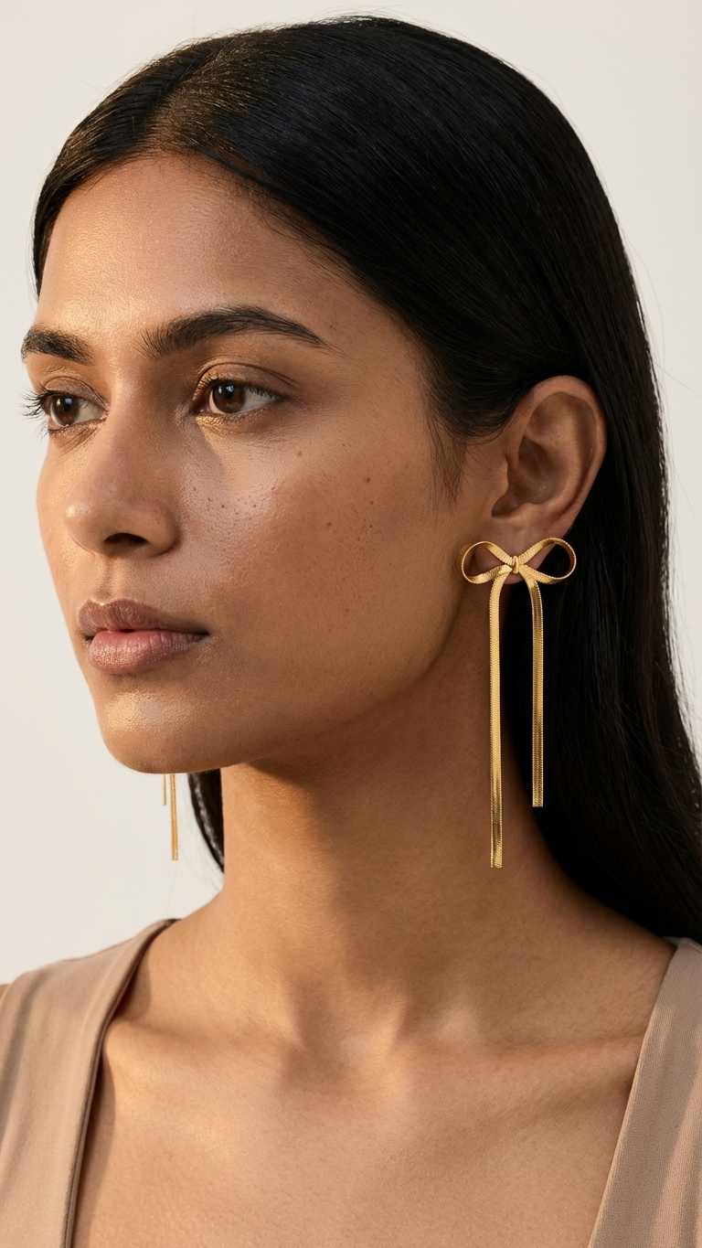 Liora – Golden Ribbon Cascade Earrings