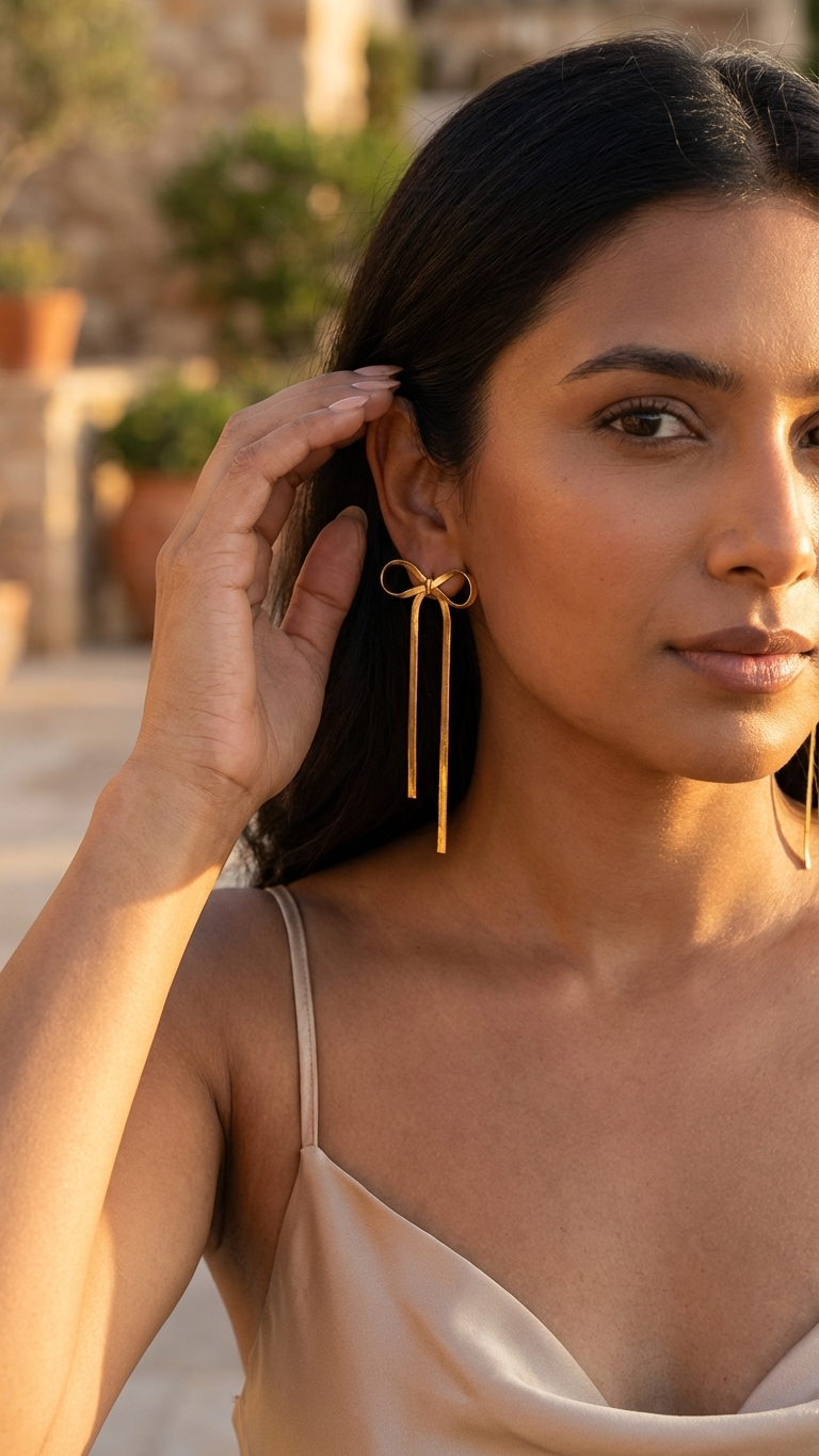 Liora – Golden Ribbon Cascade Earrings