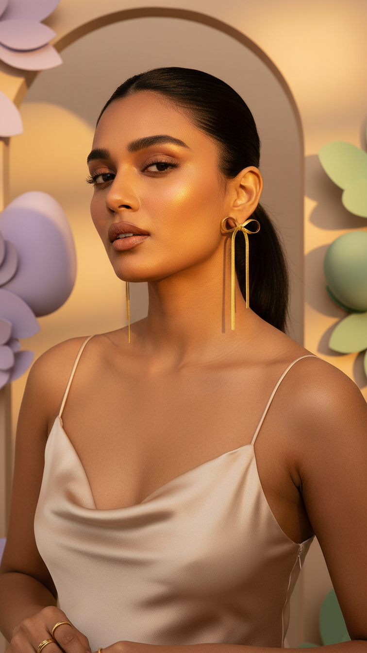 Liora – Golden Ribbon Cascade Earrings