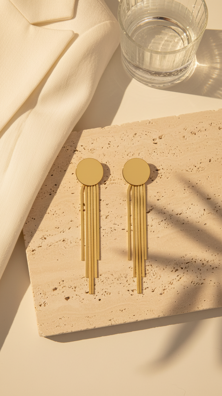 Sierra – Bold Tassel Gold Earrings