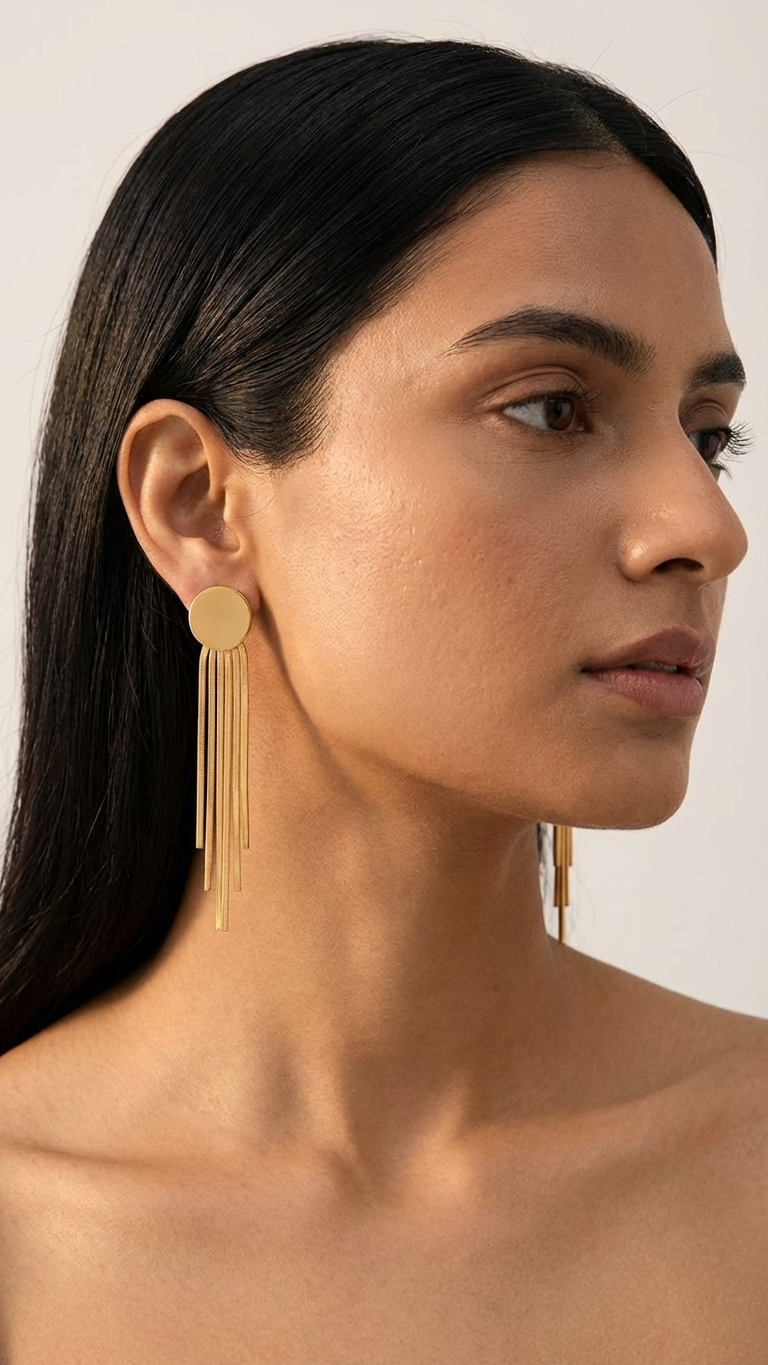 Sierra – Bold Tassel Gold Earrings