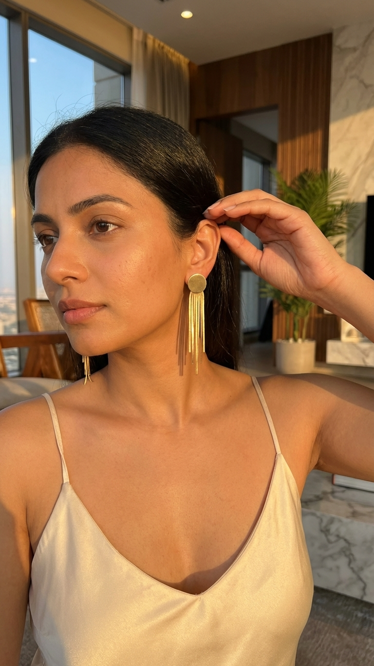Sierra – Bold Tassel Gold Earrings