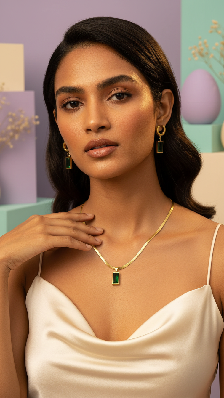 Verdeya – Emerald Radiance Pendant Set