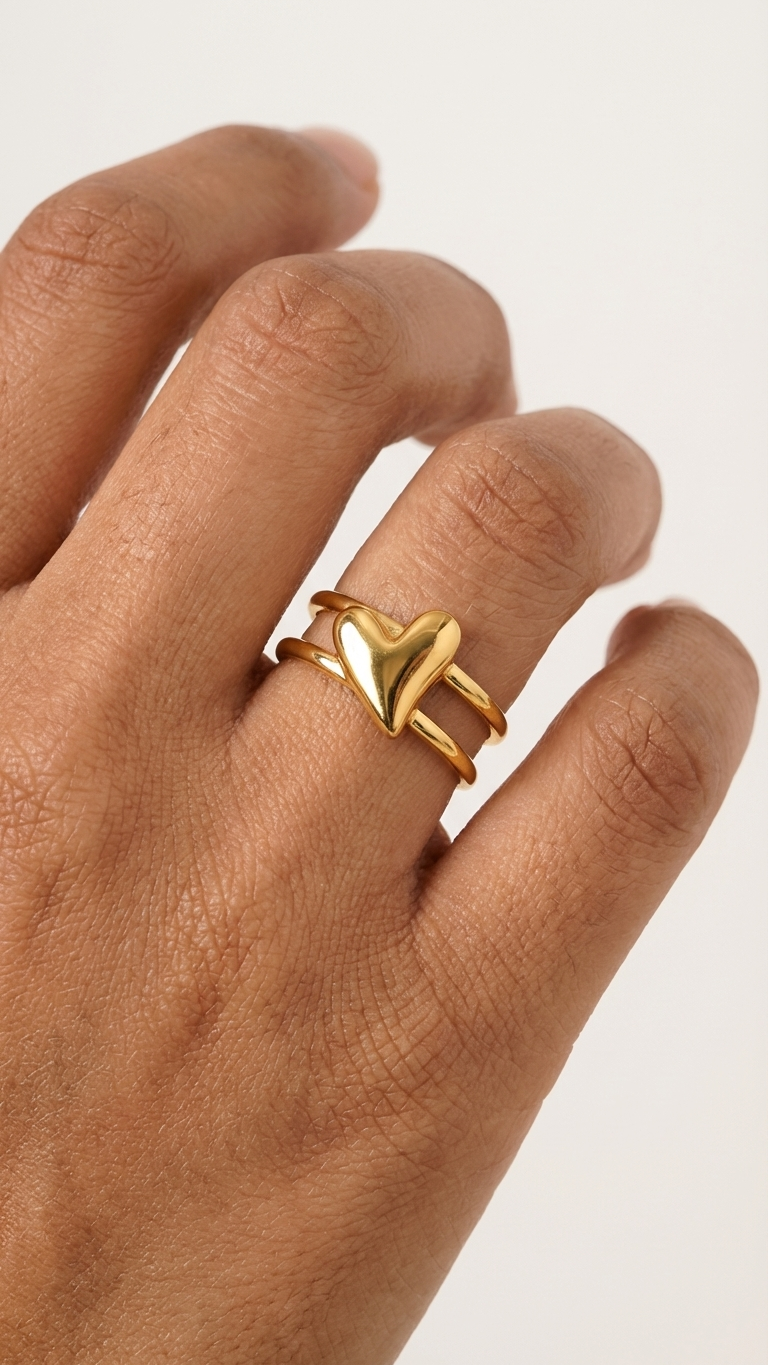 Léa – Heartbeat Adjustable Gold Ring