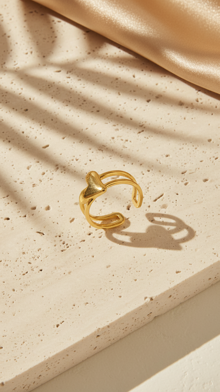 Léa – Heartbeat Adjustable Gold Ring