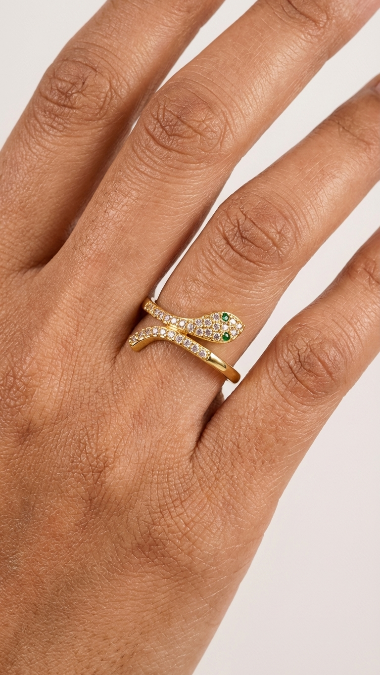 Serpina – Gold Snake Motif Ring