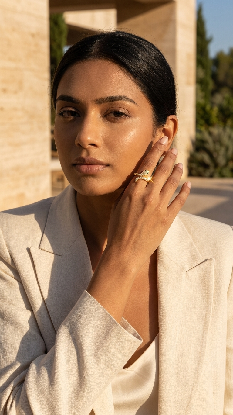 Serpina – Gold Snake Motif Ring