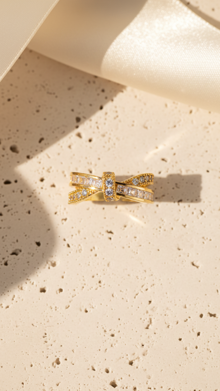 Xyla – Crystal Cross Adjustable Ring