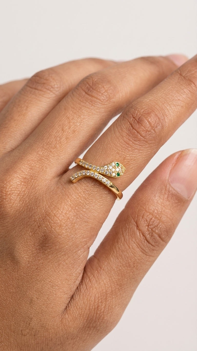 Serpina – Gold Snake Motif Ring