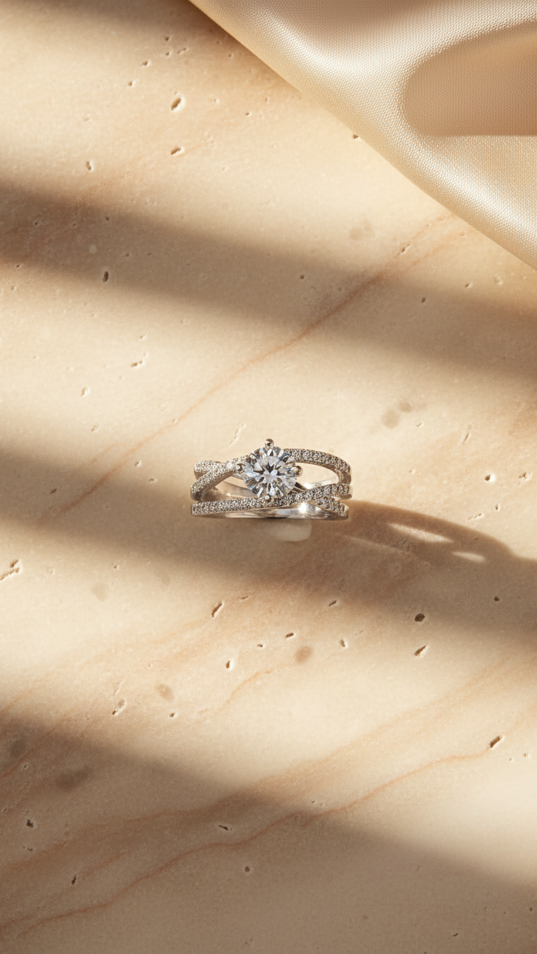 Celeste – Silver Radiant Cross Band Ring