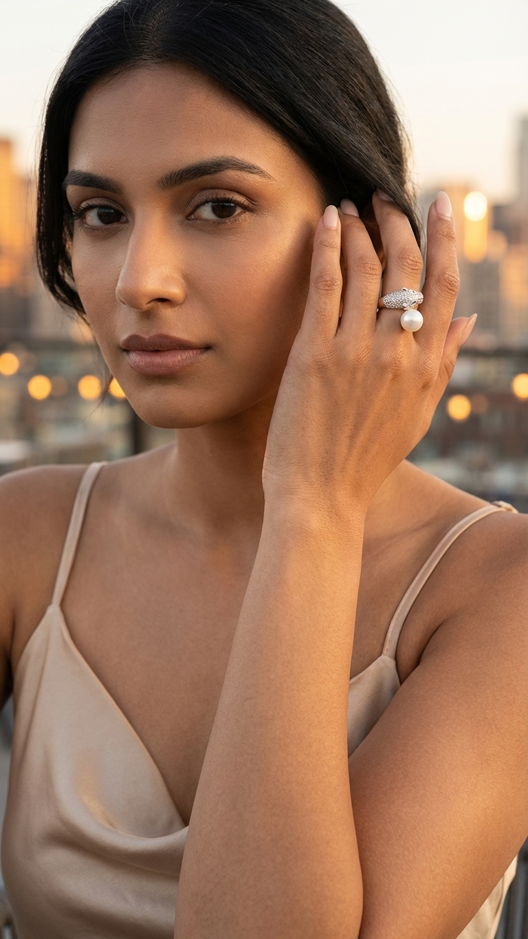 Vespera – Pearl & Panther Silver Ring