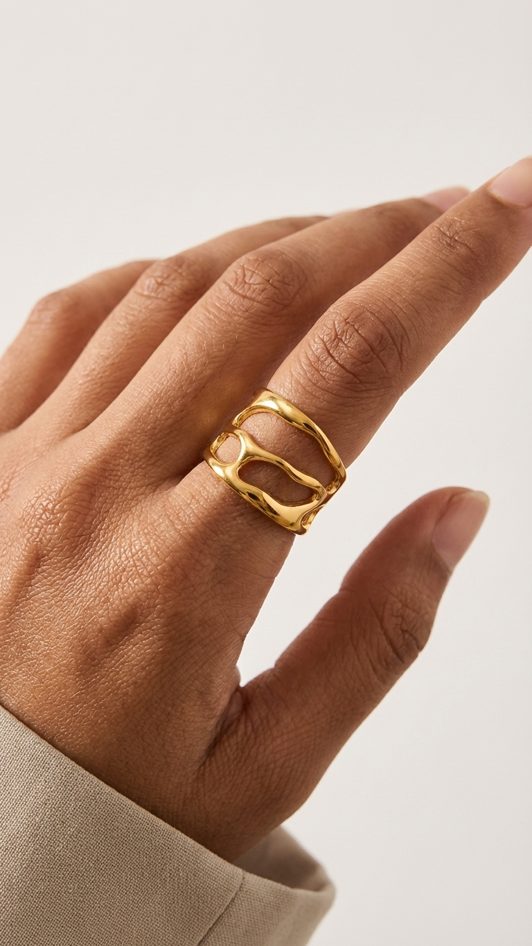 Serai – Sculpted Swirl Adjustable Ring