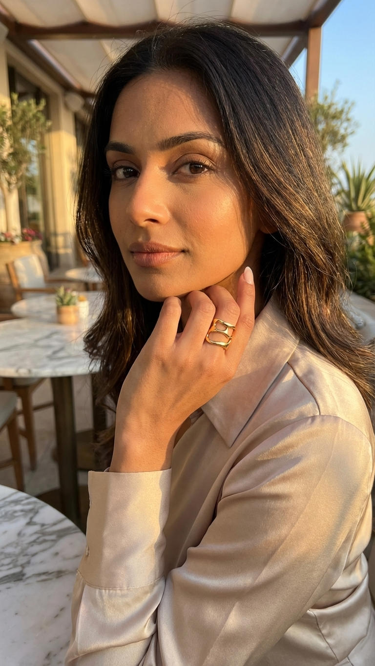 Serai – Sculpted Swirl Adjustable Ring