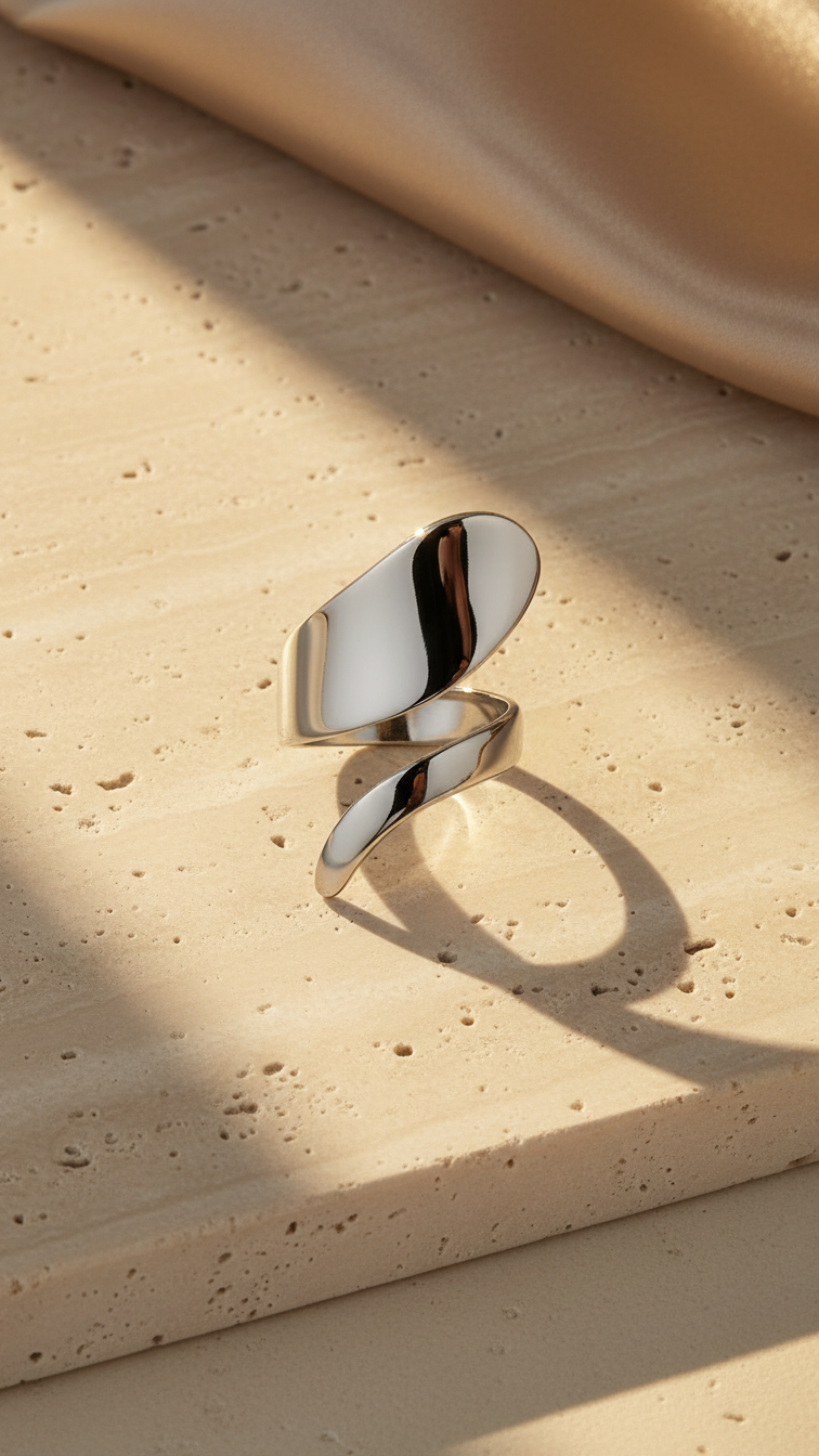 Nyomi – Sculpted Twist Open Ring Set Of Two