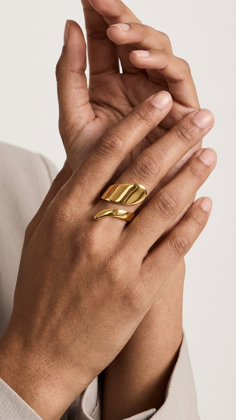 Nyomi – Sculpted Twist Open Ring Set Of Two
