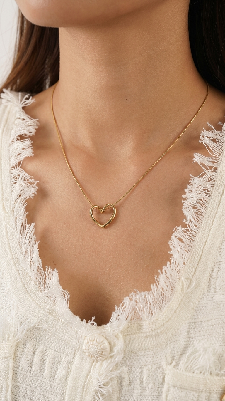Solena – Golden Whisper Heart Pendant