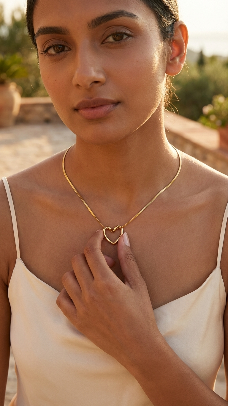 Solena – Golden Whisper Heart Pendant