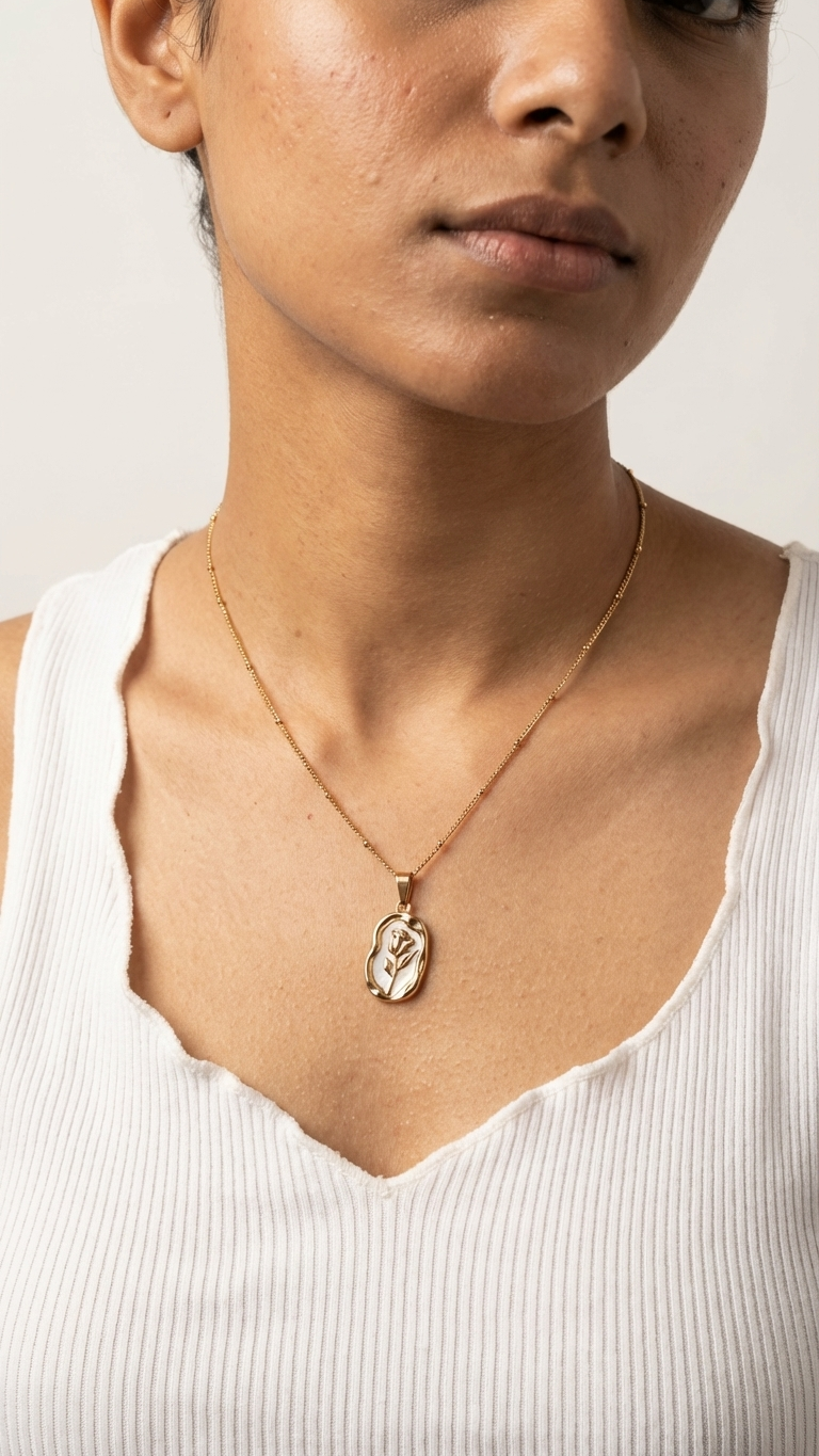 Rosmira – Gilded Petal Cameo Pendant