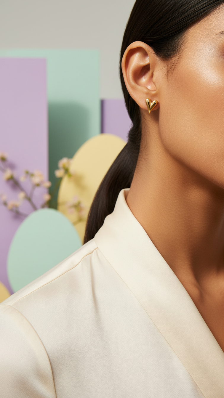 Lyara – Bold Heart Gold Studs