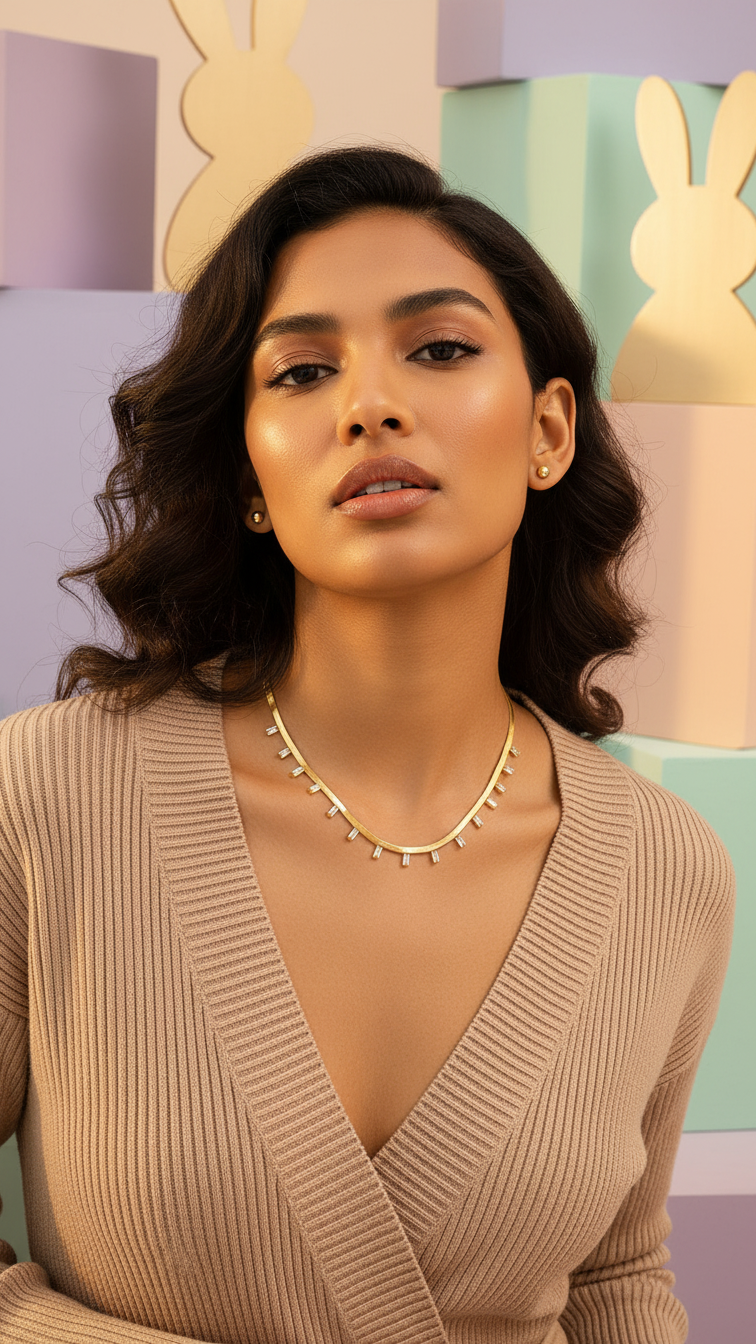 Elara – Gold Charm Bar Drop Necklace