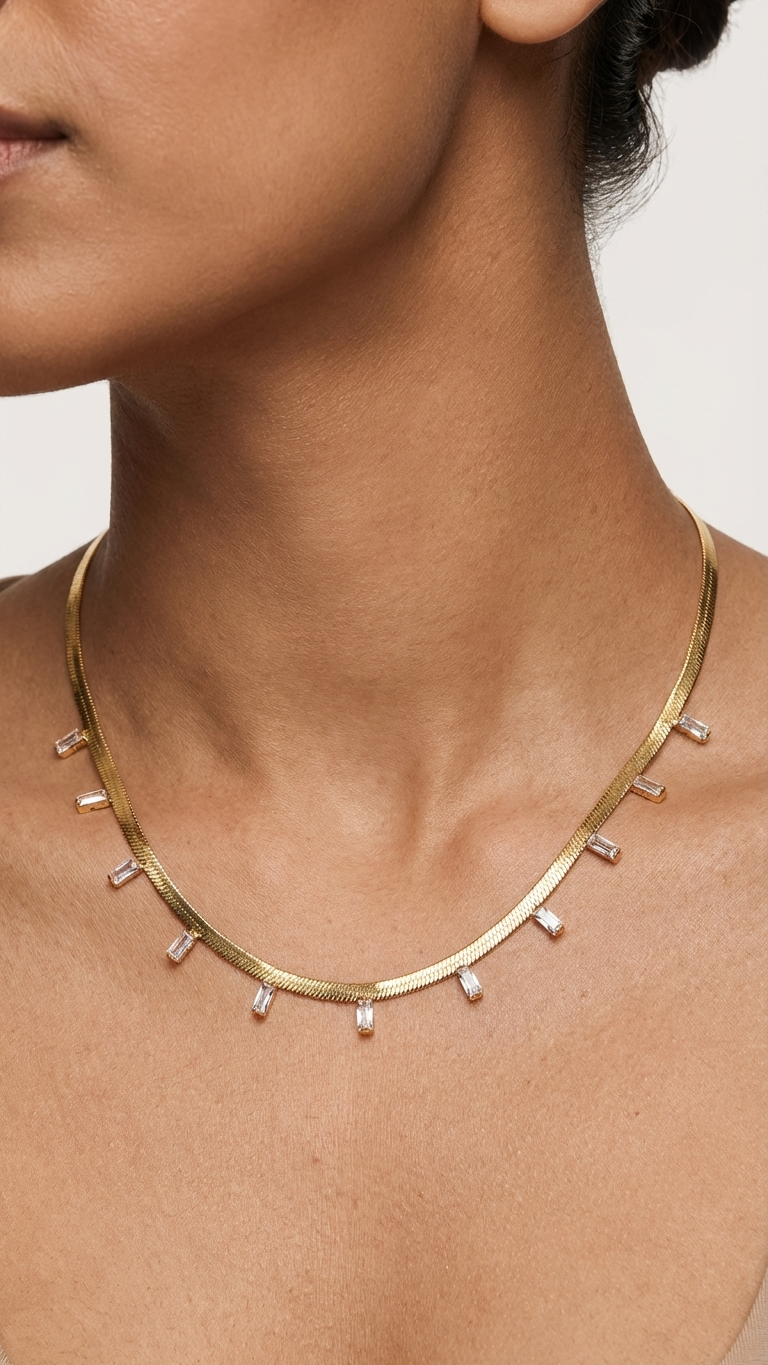 Elara – Gold Charm Bar Drop Necklace