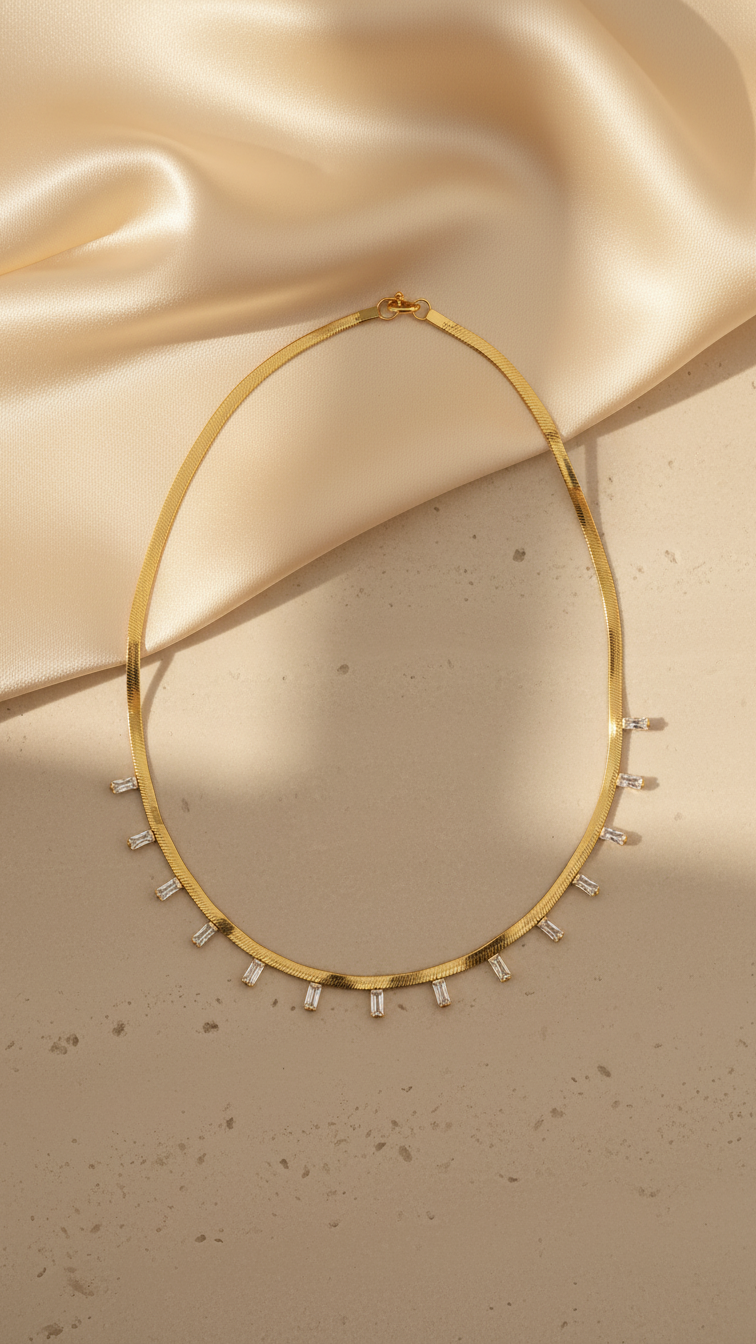 Elara – Gold Charm Bar Drop Necklace
