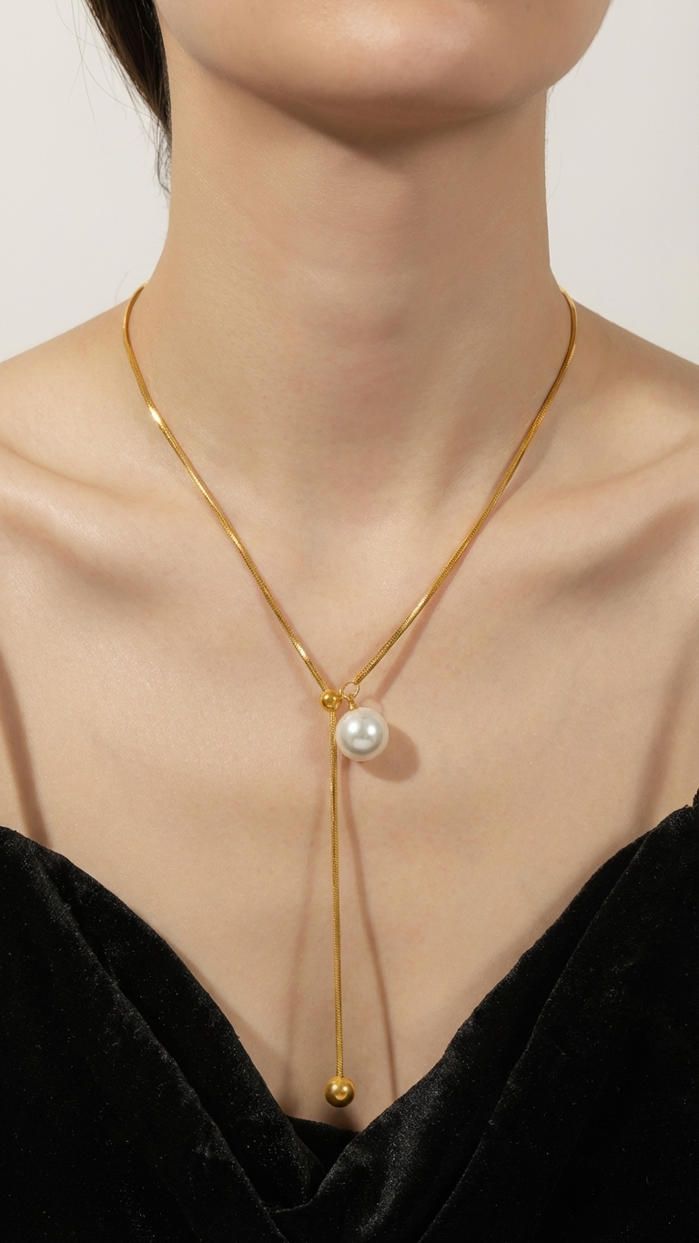 Liora – Pearl Drop Twist Pendant Necklace