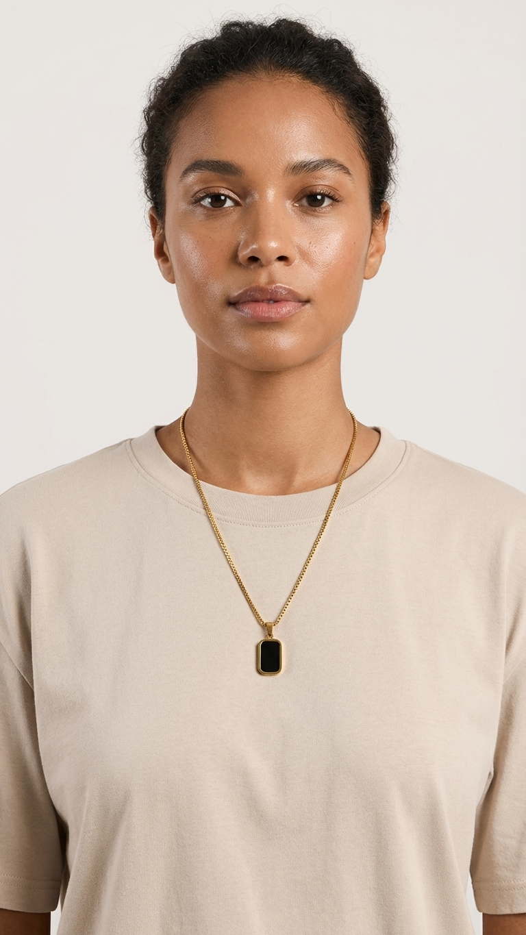 Noir – Black Geometric Pendant Necklace